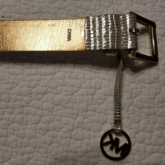 Michael Kors Metallic Gold Lizard-Embossed Belt SM - Picture 5 of 11